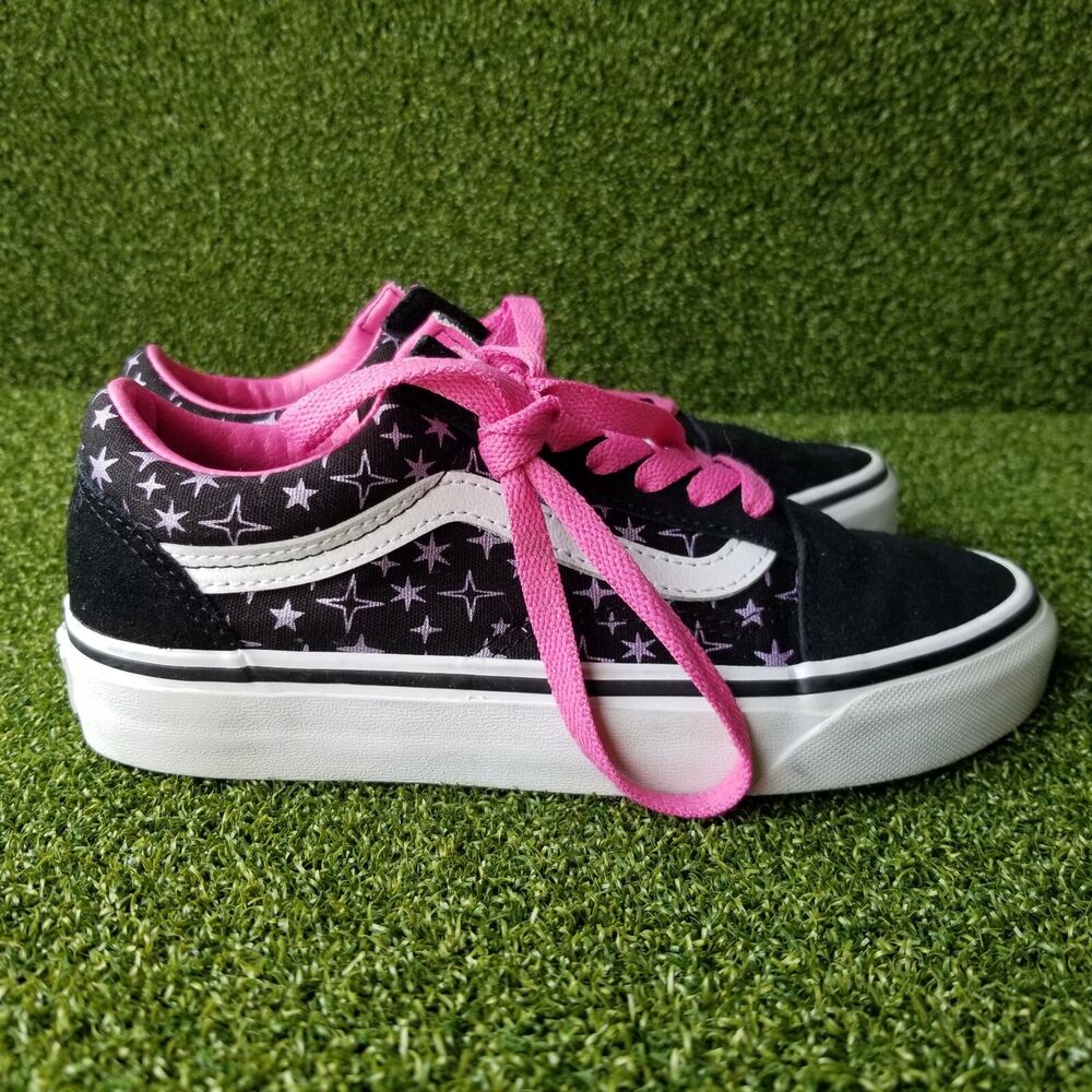 Vans Off The Wall Old Skool Low Canvas Trainer Black Pink Women’s Size 5